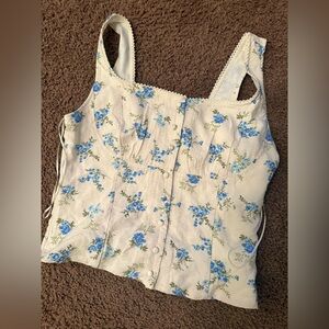T.J.Maxx Blue Floral Tank Top